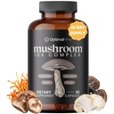 פרי פריים 10x Mushroom מורכב תוסף - Lions Mane, Cordyceps, טורקיה Tail for Immunity, Energy, Mood, Focus - Natural Health Booster, 90 Caps Caps
