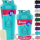 2 PACK, 28 oz & 20 oz Shaker בקבוקים עם Powerful Wire Whisks עבור חלבונים Mixes | Leakהוכחה בלנדר Shaker Bottle Pack