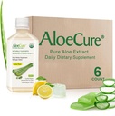 AloeCure USDA אורגני Aloe Vera Juice Flavor - Made תוך 12 שעות של קציר - תוספת טבעית עבור איזון Stomach Acidity - תמיכה עיכול ובריאות החיסון, 6 Btls x 16.7