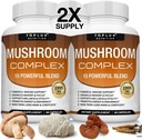 Toplux Mushroom תוסף Lions Mane & Cordyceps Reishi Chaga 10 אורגני Mushroom כדי לתמוך במערכת החיסון, זיכרון, פוקוס וקלייריות ולהגדיל אנרגיה, עבור גברים, 60 קפסולות