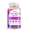 Multi Collagen Peptides Softgel - Type I, II, III, V, X - hydrolyzed Collagen פפtides עם ביוטין, ויטמין C, Hyaluronic Acid, תומך שיער העור, Grass-Fed, non-GMO, 60 Softgel, 1 Pack