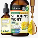 BIO KRAUTER St John's Wort Tincture - Hypericum Perforatum Liquid Extract for Mood Support - High Absorption - טבעוני טיפות 2 Fl.Oz.