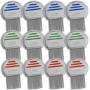 Lice Comb - (Pack of 12) טיפול ראש Lice כי הוא אישי ארוז מקצועי Stainless Steel Louse ו Nit Combs להסיר ביצים עם טיפים עגולים לנוחות