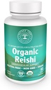אורגני Reishi Mushroom קפסולות - 1,000 מ"ג - הקלה מתח, בריאות הלב ותחמושת - Non-GMO, טבעוני, 60 Count (30 משרתים)