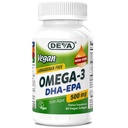 DEVA Vegan אומגה 3 DHA-EPA 500MG - No Carrageenan, Non-Fish Oil Derived מ Algae, Non-GMO, 60 Gelatin-Free Softgels