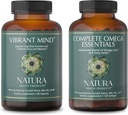 Natura Health Products Vibrant Mind ו- Complete אומגה Essentials תוסף Bundle - Nootropic Brain Supplement for Memory and Focus - מאזן של אומגה 3, 6, 7, 7 ו 9 חומצות שומן