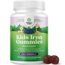 ילדים Iron Gummies - BloodBuild Iron Supplements for Kids with Gentle for Stronger Immunity & Energy - ויטמין B12, Folate & ויטמין C Gummies - טבעוני GMO & Gluten חינם עבור טודלרים - 90 הרוזן