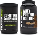 NutraBio Creatine Monohydrate, Unflavored, 500g ו Whey חלבון Isolate, שוקולד הולנדי, תוספת Bundle - שריר אנרגיה, צמיחה שריר Lean, התאוששות וכוח