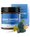 HERBAMAMA Brain Support Gummies - Brain Focus תוספים למבוגרים עם Ashwagandha, Bacopa Monnieri, ויטמין C & B12 - טבעוני, non-GMO Calming Gummies - 60 Pectin- Based Blueberry-Flavored Chews