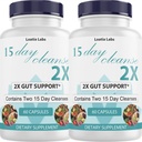 15 יום ניקוי 2X - תמיכה כפולה Gut & הקולוניות - Advanced Gutse Detox for Women & Men with alphalfa, Cascara Sagrada, Probiotics & Psyllium Husk - Non-GMO - Made in USA - 60 קפסולות (2 בקבוקים)