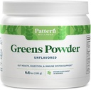 דפוס איכות ירוקה אבקת סופר-פוד - עם Antioxidant, Digestive Enzyme, סיבים, פרוביוטיקה ופלוגגן - תומך Gut, Digestive & Immune Health - 30 משרתים - 6.6 oz (Unflavored)