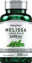 Piping Rock לימון Balm כמוסות 2400 מ"ג | 200 Count | Lemon Balm לחלץ | Melissa Herbal Supplement