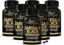 FREZZOR אומגה 3 Black for Joint Care & Comfort - ניו זילנד גרין ליפט מזחלות שמן Mussel; 53x גבוה יותר עם UAF1000+ Super Antioxidant, No Fishy Aftertaste, 450 מ"ג, 6-Pack, 360 Softgels