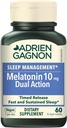 Adrien Gagnon - Melatonin 10mg, Dual Action Time לשחרר מלטונין לשינה עמוקה, סיועי שינה טבעיים למבוגרים תוספת כוח, 60 טבליות מלטונין Fast Dissolve