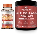 Wholesome Wellness Liposomal ויטמין C קפסולות + אבקת חלבון רב קולגן hydrolyzed Bundle