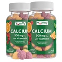 YumVs Calcium 500 מ"ג עם ויטמין D3 - Raspberry & Orange Flavor Calcium ויטמין D Gummies, תוסף CAwable Calcium לילדים ומבוגרים, ויטמין D Calcium חניכיים (60 (Pack of 2)