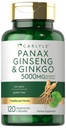 Carlyle Panax גיינסנג וג'ינקגו 5000 מ"ג | 120 קפסולות צמחוניות | Non-GMO & Gluten Free Supplement