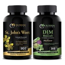 St Johns Wort 900mg-Mood Support Supplement-Calm Supplements DIM תוספת 300 מ"ג עם ברוקולי 200 מ"ג BioPerine 10mg-Hormone ו Estrogen Balance for Women & Men.120 קפסולות ירקות (2 MONTHS SUPPLY)