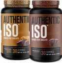 מפעל ג'ק Authentic ISO Grass פד Whey חלבון אבקת Isolate - Low Carb, non-GMO שריר בניית חלבון w / No Fillers (Chocolate Peanut Butter, 30sv) & (Chocolate, 30sv)