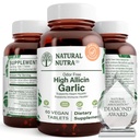 טבעי Nutra High Allicin Garlic תוסף, תומך במערכת החיסון, לשפר את בריאות הלב, לשפר את Enzymes בריאות, Better Digest, Fights Cold and Flu, Vanilla Coating, 500 מ"ג, 60 טבליות טבעוניות