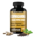 Noo Most Ashwagandha 1200 מ"ג תוסף | 10% Withanolides with Black Pepper לחלץ | Pure Root Extract for Stress Relief, מקדם אנרגיה, Mood, Helathy Sleep for Men & Women