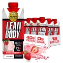 Labrada Lean Body Ready-to-Drink Strawberry חלבון שקד, 40g חלבון, Whey בלנדר, 0 סוכר, Gluten Free, 22 ויטמינים ומינרלים, 17 Ounce (Recyclable Carton & Lid - Pack of 12) LABRADA