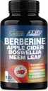 תוספת ברברין עם Neem Leaf, Apple Cider Vinegar, VIT D3, E & More - 150 קפסולות תמיכה עבור מערכת החיסון, העיכול והבריאות הכללית
