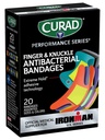 CURAD Performance Series IRONMAN Antibacterial Bandages, Extreme Hold Adhesive Technology, Finger & Knuckle Bandages, בד גמיש, Variety Pack עם גודלים וצבעים, הרוזן 20