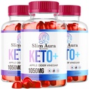(3 Pack) Slim Aura Keto ACV Gummies - סלים רשמי Aura Keto Plus Apple Cider Vinegar 1050 Advanced Formula Gummys, All Natural Premium Formula, Slimaura Gomitas ביקורות, 300 חניכיים עבור 5 חודשים