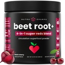 NutraChamps Beet Root אבקת Circulation תוסף, אבקת Superfood Nitric Oxide עם Beetroot Juice, Super Reds & Grape Seed Extract, No Sugar Beet - 8.74 Oz