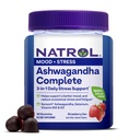 Natrol Ashwagandha Complete Gummy, 3in-1 Daily Stress Support, תומך Better Mood, מצמצם את הלחץ Occasional ו Fatigue, 30 חניכיים, עד 15 יום אספקה