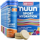Nuun Sport Electrolyte Tablet עם Magnesium, Calcium, Potassium, Chloride & Sodium, Gluten Free & טבעוני, מעורב פלברס, 6 Pack (60 משרתים Total)