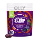 OLLY Immunity Sleep Gummy, Immune ו- Sleep Support, 3 מ"ג מלטונין, Echinacea, Zinc, ויטמין C, תוספת Chewable, ברי - 60 הרוזן