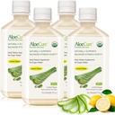 AloeCure USDA אורגני Aloeורה Juice Flavor - Made תוך 12 שעות של קציר - תוספת טבעית להפחתה של חומציות Stomach - תמיכה בבריאות העיכול והחיסון, 4 Btls x 16.7