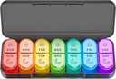 מארגנת גלולות שבועיות 2 פעמים ביום - AM PM Pill מארגנת עם 7Daily Color-coded Small Cases, Morning and Night Travel Pill Cases עבור ויטמינים, תרופות ותוספים