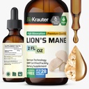 BIO KRAUTER Lions Mane Liquid Extracts - תוספת Mushroom לתמיכה במוח - טבעוני אריה מאנה תוספת - אלכוהול & סוכר טיפות חינם - 2 Fl.Oz.