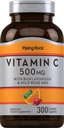 Piping Rock ויטמין C 500mg | 300 Caplets | עם רוז HIPS ו Bioflavonoids | תוספת לנשים וגברים | Vegetarian, non-GMO, Gluten Freeten