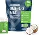 Coromega MAX 2400 מ"ג אומגה 3 שמן + ויטמין D Squeeze Packets, Wild-Caught, No Fishy Taste - 3X Better Absorption Than Softgels, תומך המוח והלב (30 משרתים, קוקוס Bliss)