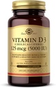 Solgar ויטמין D3 (Cholecalciferol) 125 mcg (5000 IU), 240 קפסולות ירקות - מסייע לשמור על עצמות בריאות ושיניים - תמיכה במערכת החיסון - Non-GMO, Gluten Free - 240 המשרתים Total המשרתים