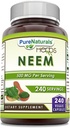 טבעיים טהורים Neem (Made with Natural Neem Leaf) | 500 מ"ג לכלוא 240 קפסולות Veggie תוספת | Non-GMO |ten Free | Made in USA | אידיאלי עבור צמחונים