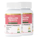 פרוביוטיקה ו-Prebiotics for Women pH Balance & Digestion - 60 מיליארד Vaginal Probiotic with Cranberry & D-Mannose for Gut, Urinary, Immune Health, Vegan & Non-GMO | 180 קפסולות