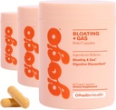 GOGO Bloating & Gas Digestive Relief, 30 משרתות (Pack of 3) - תוספים עם Enzymes Digestive, Bromelain, ג'ינג'ר Root, & Milk Thistle - תמיכה בגלישה והפחתה של מים