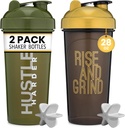 [2 Pack] 28oz Shakerבק עם ציטוטים מוטיבציה (Black / Gold & Mosss) | חלבונים Shaker בקבוק עם Mixer Agitators | בלנדר Shaker Bottle for Proteines Pack הוא BPA חינם ו Dishwasher בטוח יותר בטוח