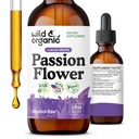 Wild & אורגני Passionflower Tincture - מרגיע פרח התשוקה טיפות לנשים - נוזל Passiflora Incarnata Herb - טבעוני, סוכר ואלכוהול חינם לחלץ תוספת - 2 fl oz
