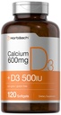 תוספי Horbäach Calcium עם ויטמין D3 | 600 מ"ג | 120 Softgels | Non-GMO & Gluten Free