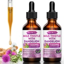 2 Pack Milk Thistle Liquid Drops - Liver Cleanse Detox & Fix - 1000 מ"ג חלב תוספת לתמיכה Liver, Silymarin Liver תוספת לבריאות Liver, טבעוני, non-GMO, 4 Fl Oz Oz