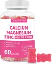 סוכר חינם Calcium Magnesium Zinc Gummies עם VC D3 &B6 &K2,600 מ"ג Calcium חניכיים עם 300 מ"ג מגנזיום תמיכה העצם & שריר למבוגרים ומתבגרים ( Count (Pack of 1))