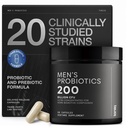 טונייק Mens Probiotic עם 20 סטרינס מאומתים - 200 Bilion CFU + 200 מ"ג FOS Prebiotic - Mens Probiotics for Gut Health - Cold-Chain & Delayed-Release - Lab-Tested Synbiotic Formula