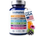 Immuneti - Advanced Immune Defense, 6-in-1 Powerful Band of ויטמין C, ויטמין D3, Zinc, Elderberries, Garlic Bulb, Echinacea - תומך בריאות כוללת, מספק חומרים מזינים ואנטי-oxidants