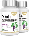 VEV NAD+ תוסף Liposomal NAD עבור נשים וגברים, Resveratrol עבור אנרגיה והזדקנות בריאה, 2 בקבוקים - 120 קפסולות